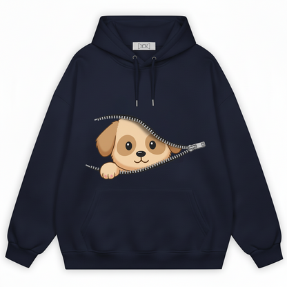 Cute Puppy Peeking Zipper Graphic H1089