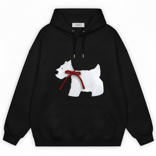 Red Bow Fluffy Westie Hoodie H1049