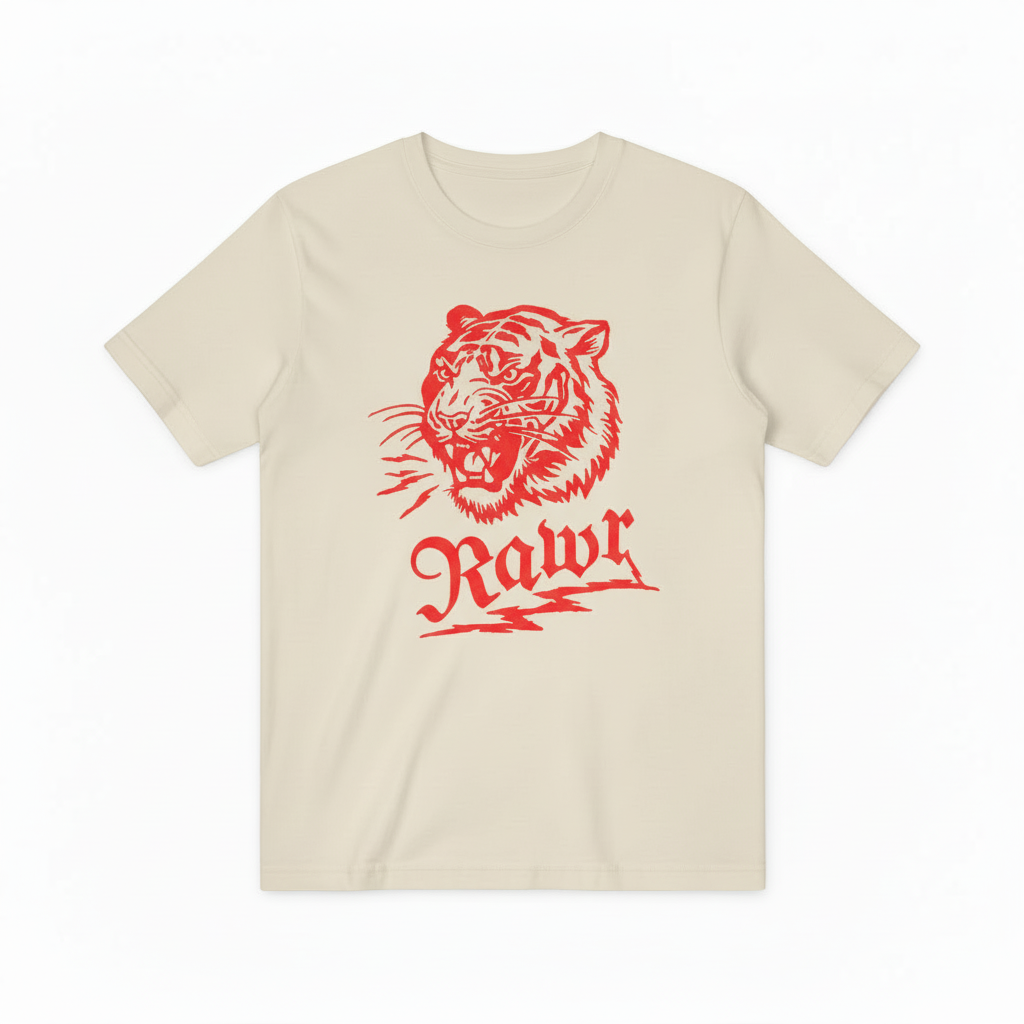 Cream Tiger Rawr Tee