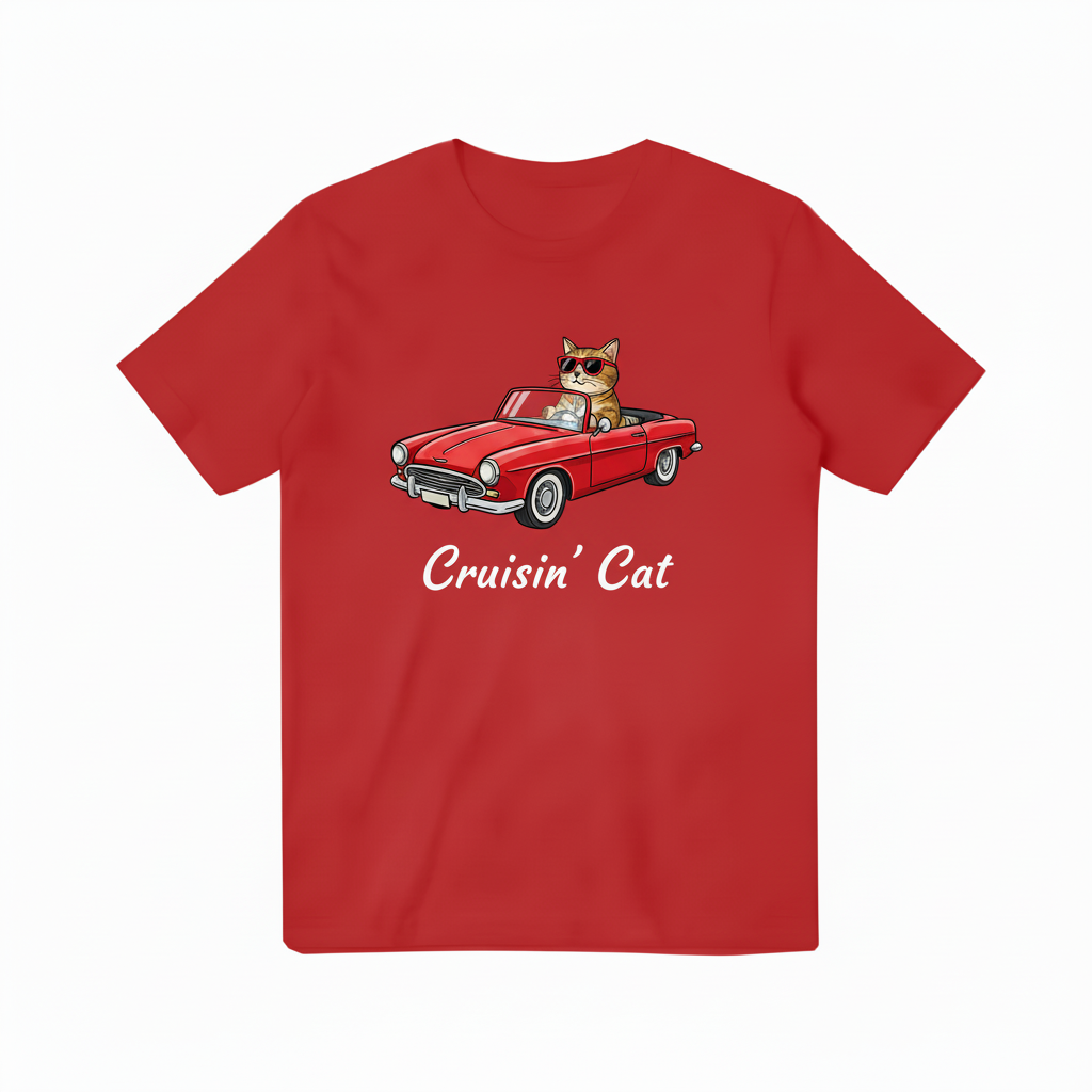 红色Cruisin' Cat T恤