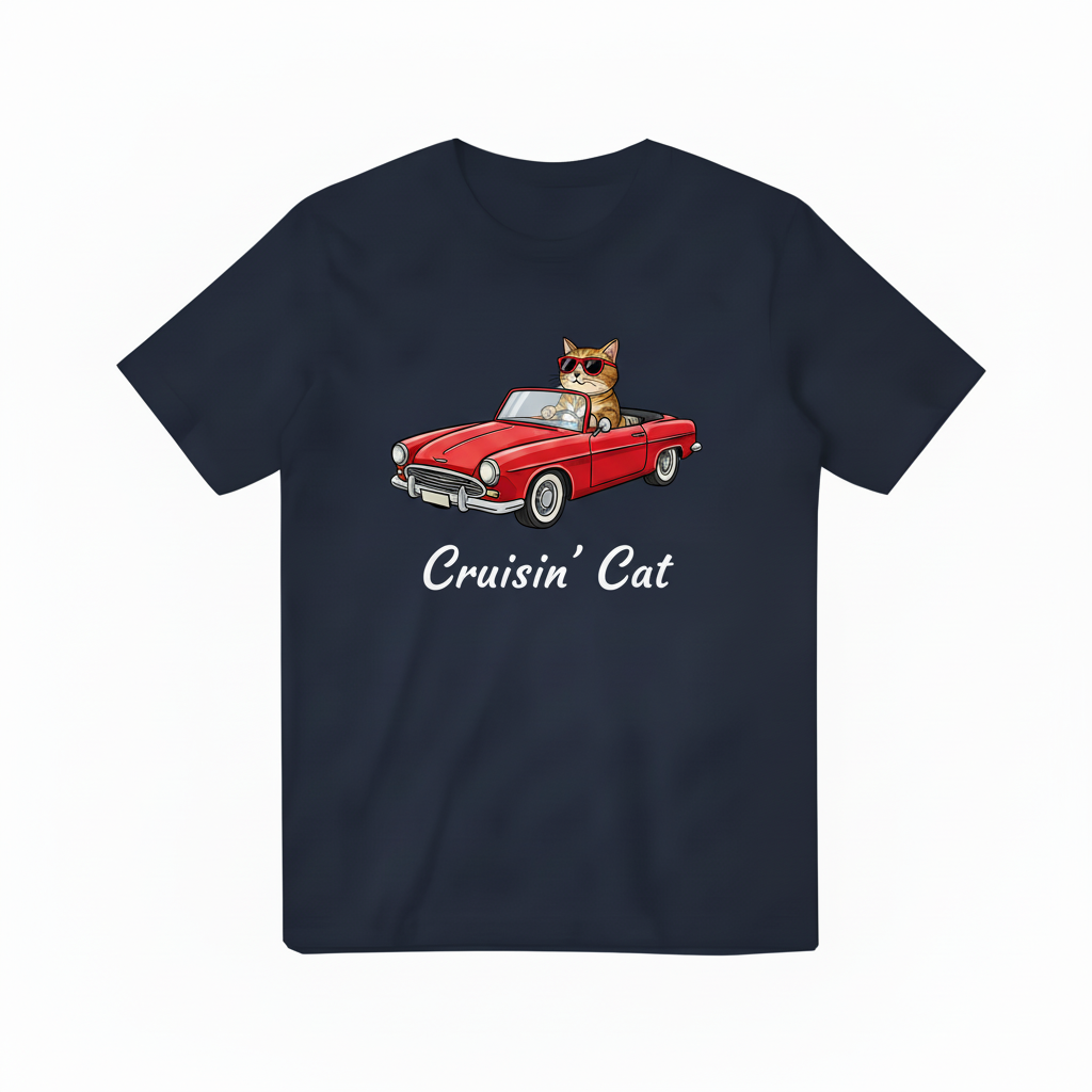 深蓝色Cruisin' Cat T恤