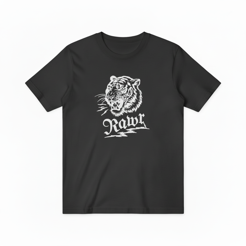 Dark Gray Tee White Tiger Aligned