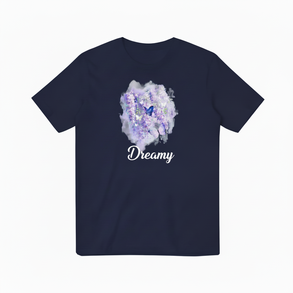 Dreamy 深蓝色T恤 - 白色文字