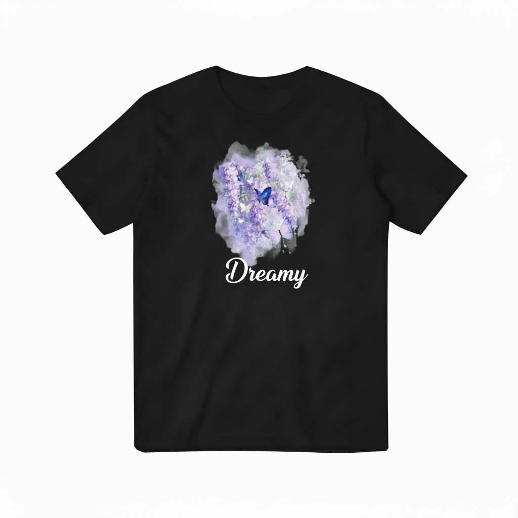 Dreamy 黑色T恤 - 白色文字