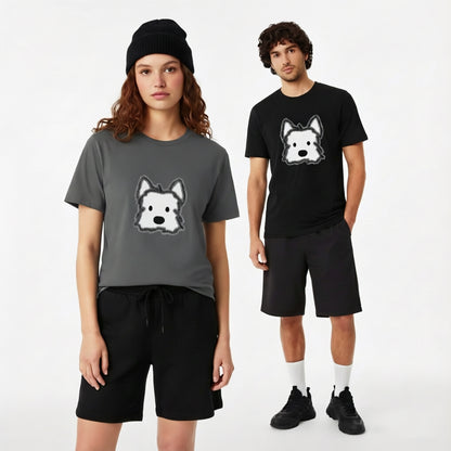 Fluffy Dog Graphic Tee | Minimalist Cute Animal T-Shirt T7005