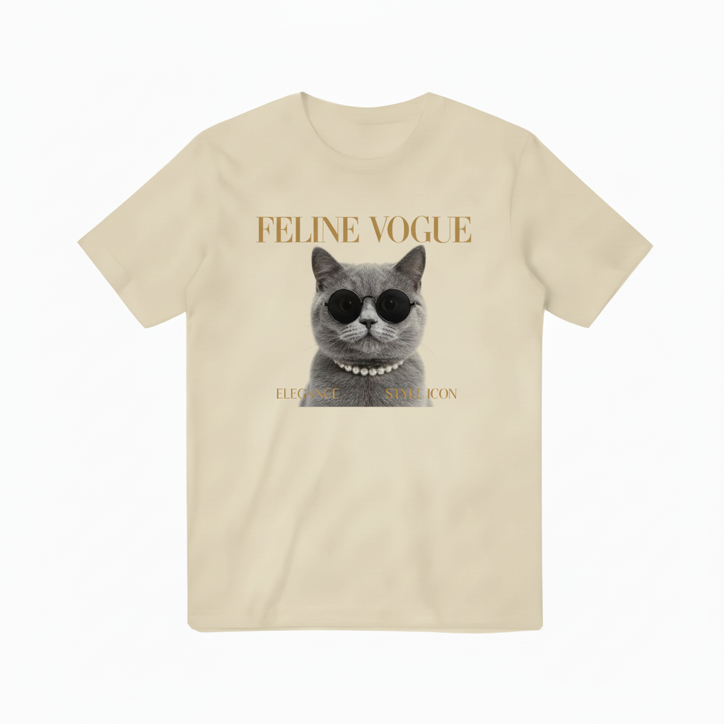 米黄色FELINE VOGUE T恤