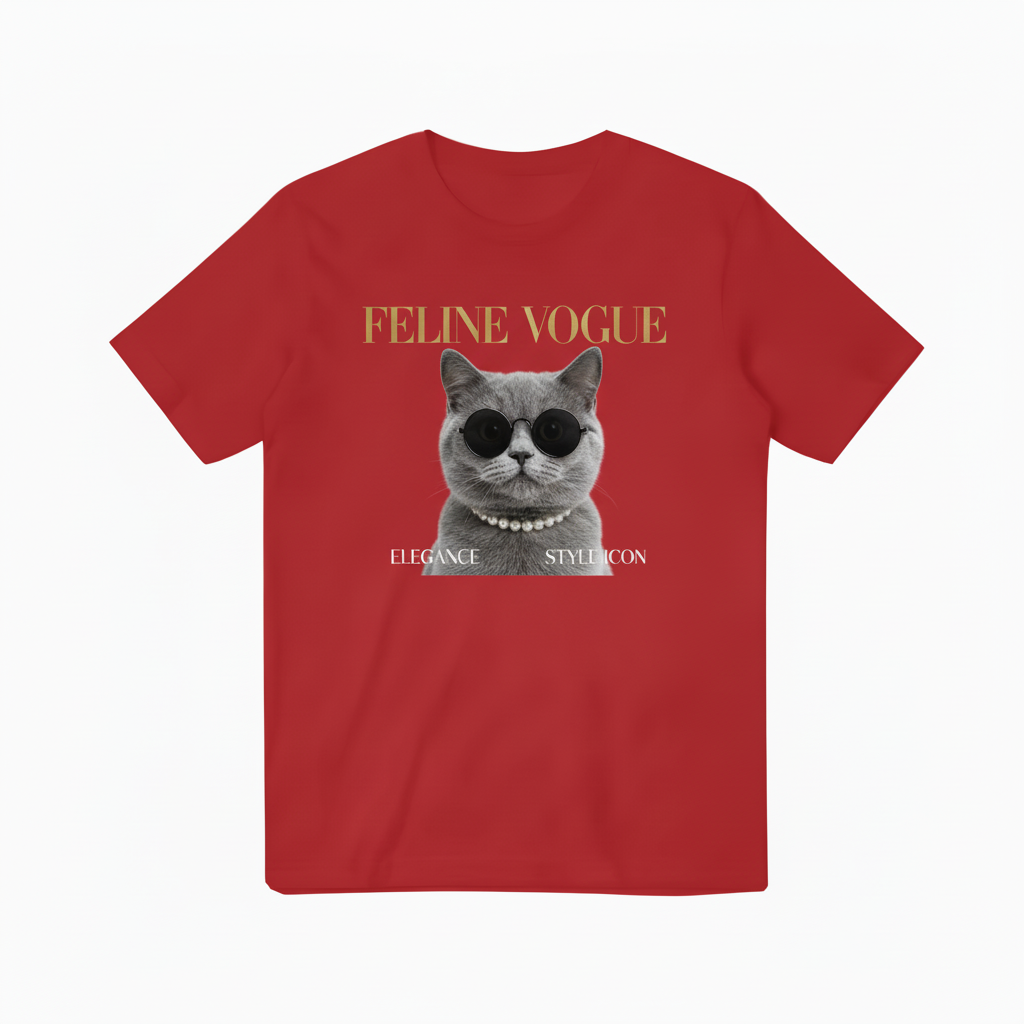 红色FELINE VOGUE T恤