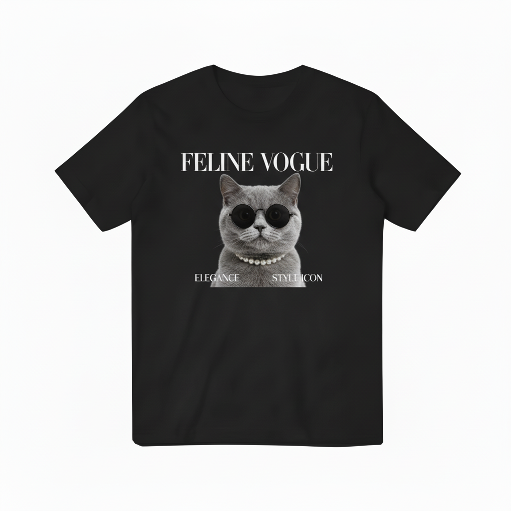 黑色FELINE VOGUE T恤