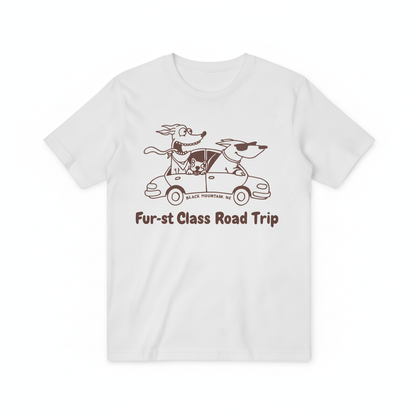 Fur-st Class Road Trip T-shirt - Pure White Background