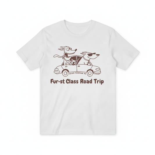 Fur-st Class Road Trip T-shirt - Pure White Background