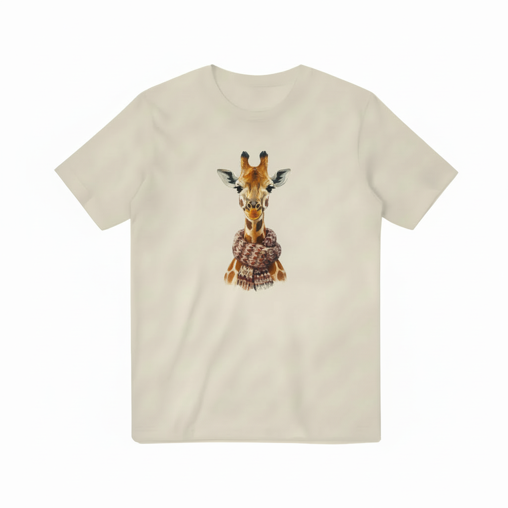 Giraffe with Scarf Beige T-shirt