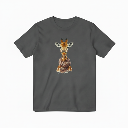 Giraffe with Scarf Dark Gray T-shirt