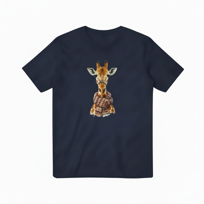 Giraffe with Scarf Navy Blue T-shirt