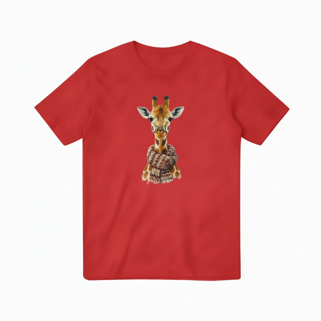 Giraffe with Scarf Red T-shirt