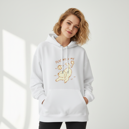 "Play With Me" Cute Golden Puppy Doodle Graphic Hoodie H1137
