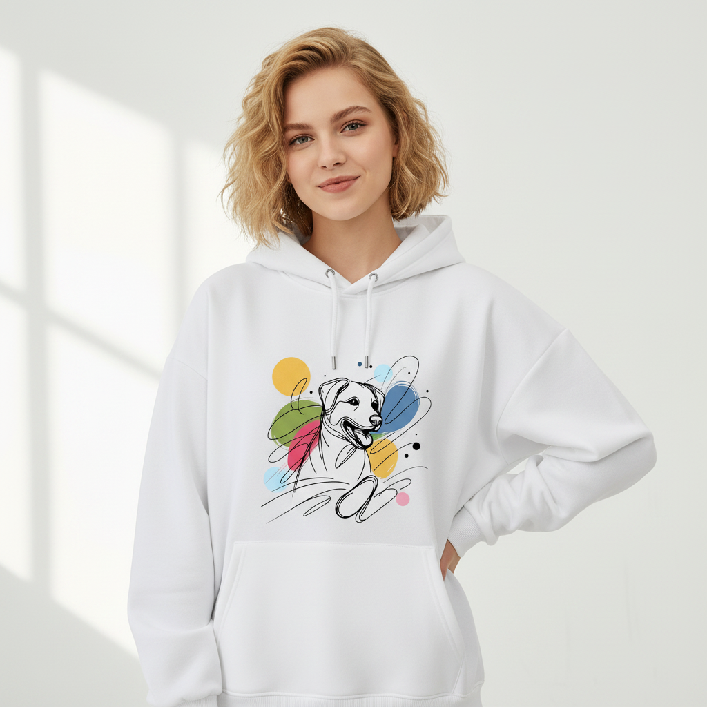 Colorful Abstract Line Art Dog Graphic Hoodie H1133