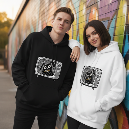 Live on TV Funny Monster Dog Retro Graphic Hoodie H1127
