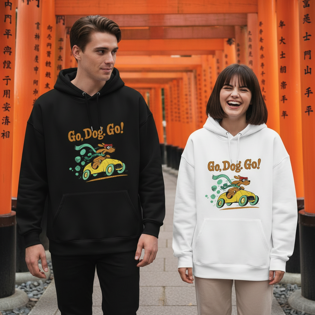 "Go Dog Go" Racing Dachshund Retro Funny Hoodie H1128