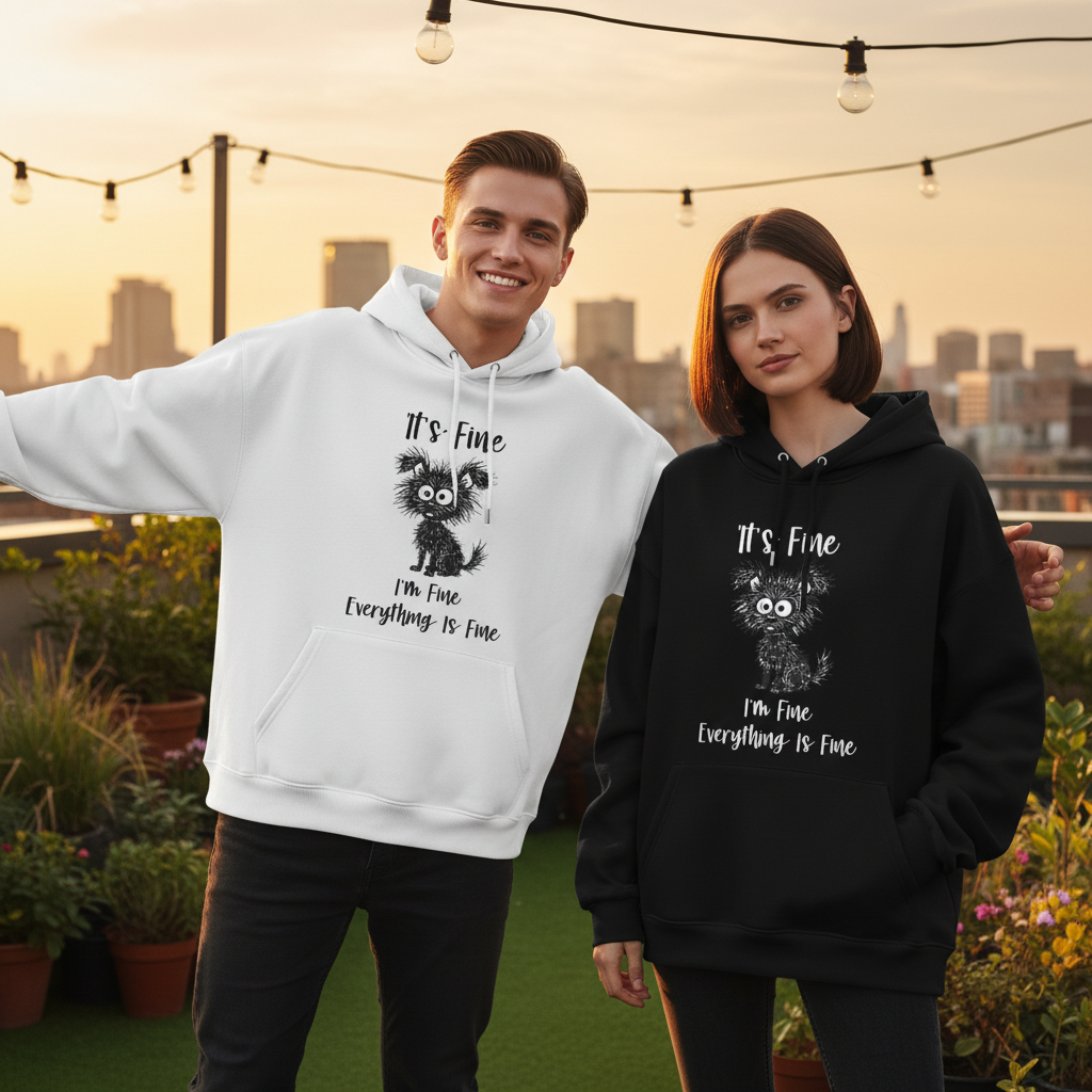 "Everything Is Fine" Funny Messy Dog Graphic Hoodie H1119