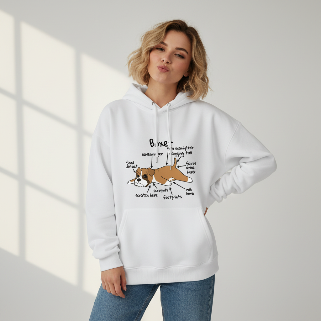 Funny Boxer Dog Anatomy Diagram Graphic Hoodie H1141