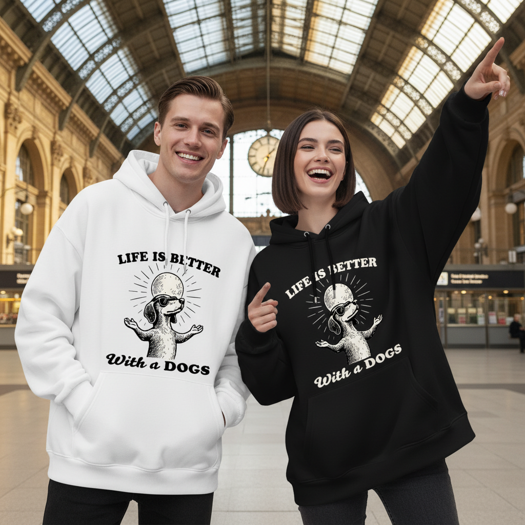 "Life Is Better With a Dog" Retro Dachshund Hoodie H1120