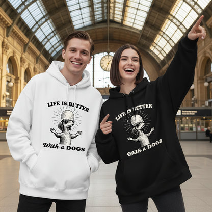 "Life Is Better With a Dog" Retro Dachshund Hoodie H1120