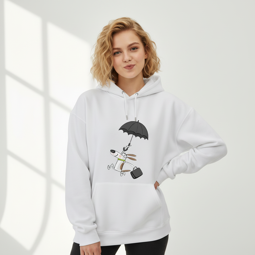 Flying Umbrella Dog Cute Minimalist Graphic Hoodie H1146