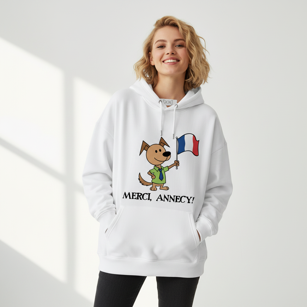 Merci Annecy Funny Dog Graphic Hoodie H1147