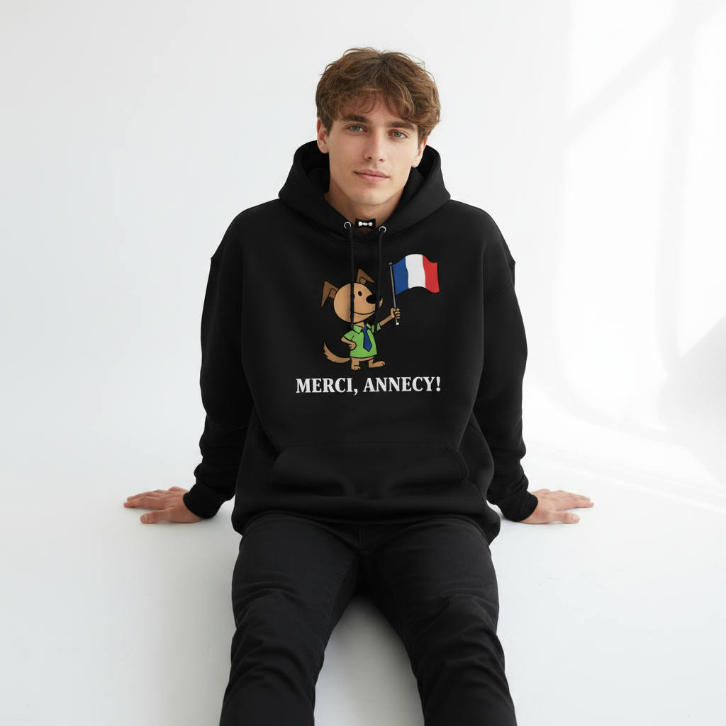 Merci Annecy Funny Dog Graphic Hoodie H1147