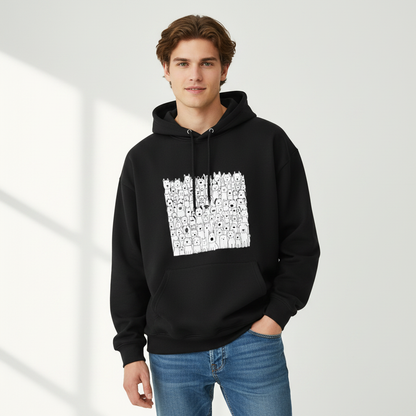 All the Dogs Minimalist Doodle Crowd Graphic Hoodie H1132