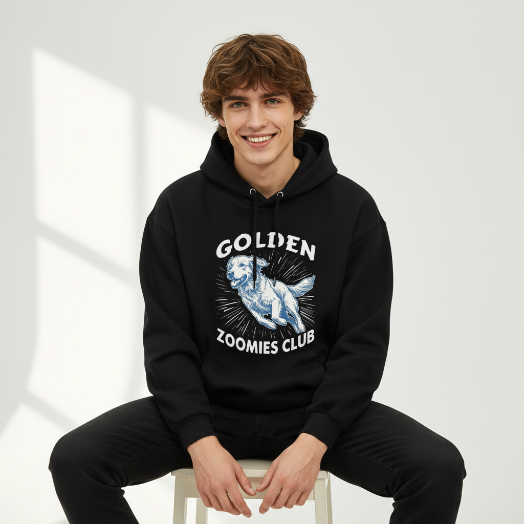 Golden Zoomies Club Retro Golden Retriever Graphic Hoodie H1139