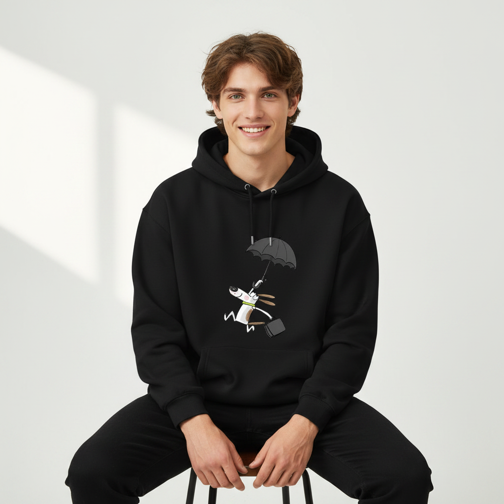 Flying Umbrella Dog Cute Minimalist Graphic Hoodie H1146