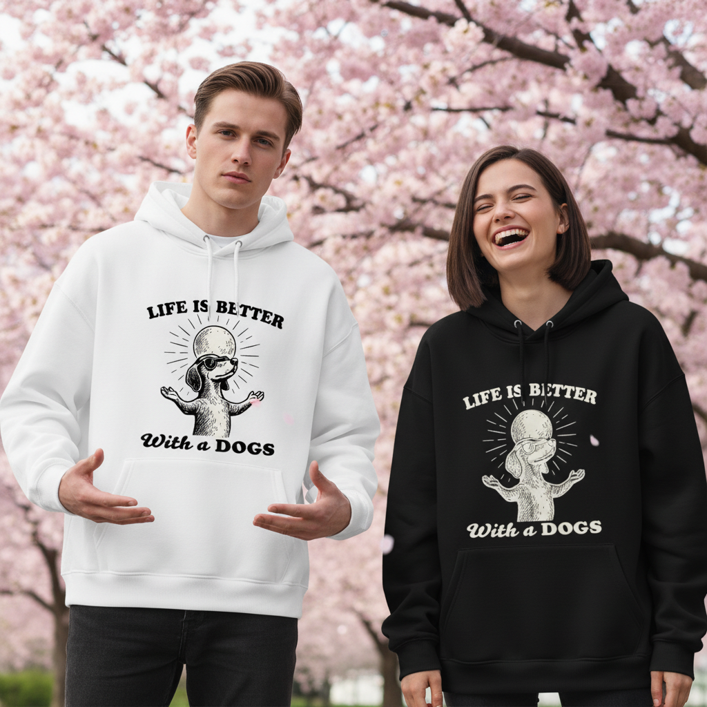 "Life Is Better With a Dog" Retro Dachshund Hoodie H1120