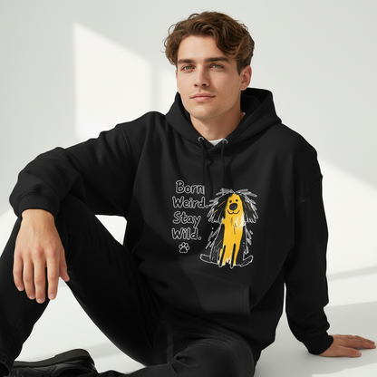 "Born Weird Stay Wild" Funny Scruffy Dog Graphic Hoodie H1152