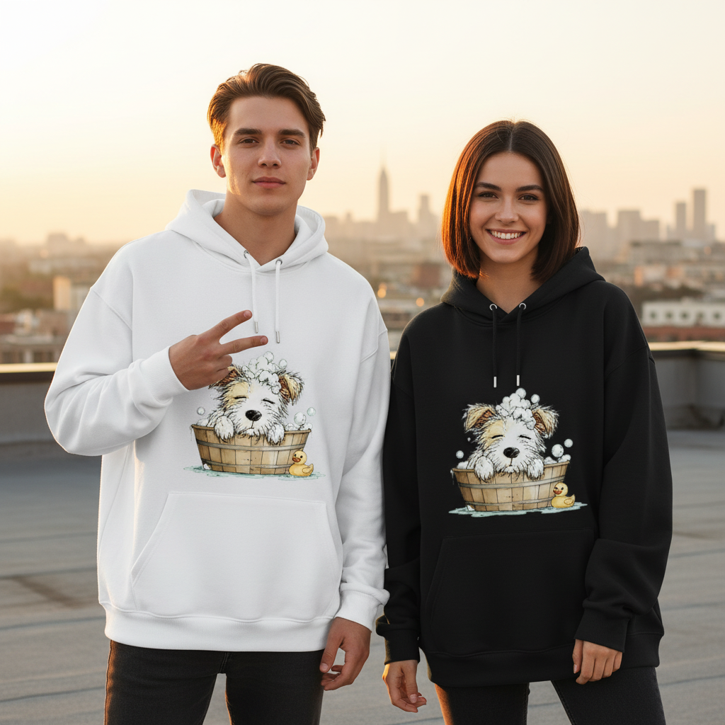 Bubble Bath Puppy Cute Watercolor Graphic Hoodie H1130