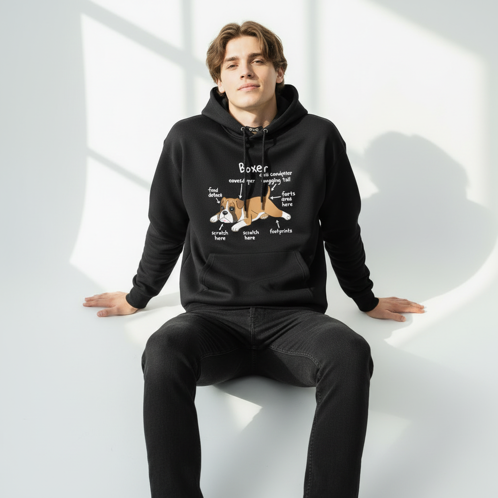 Funny Boxer Dog Anatomy Diagram Graphic Hoodie H1141