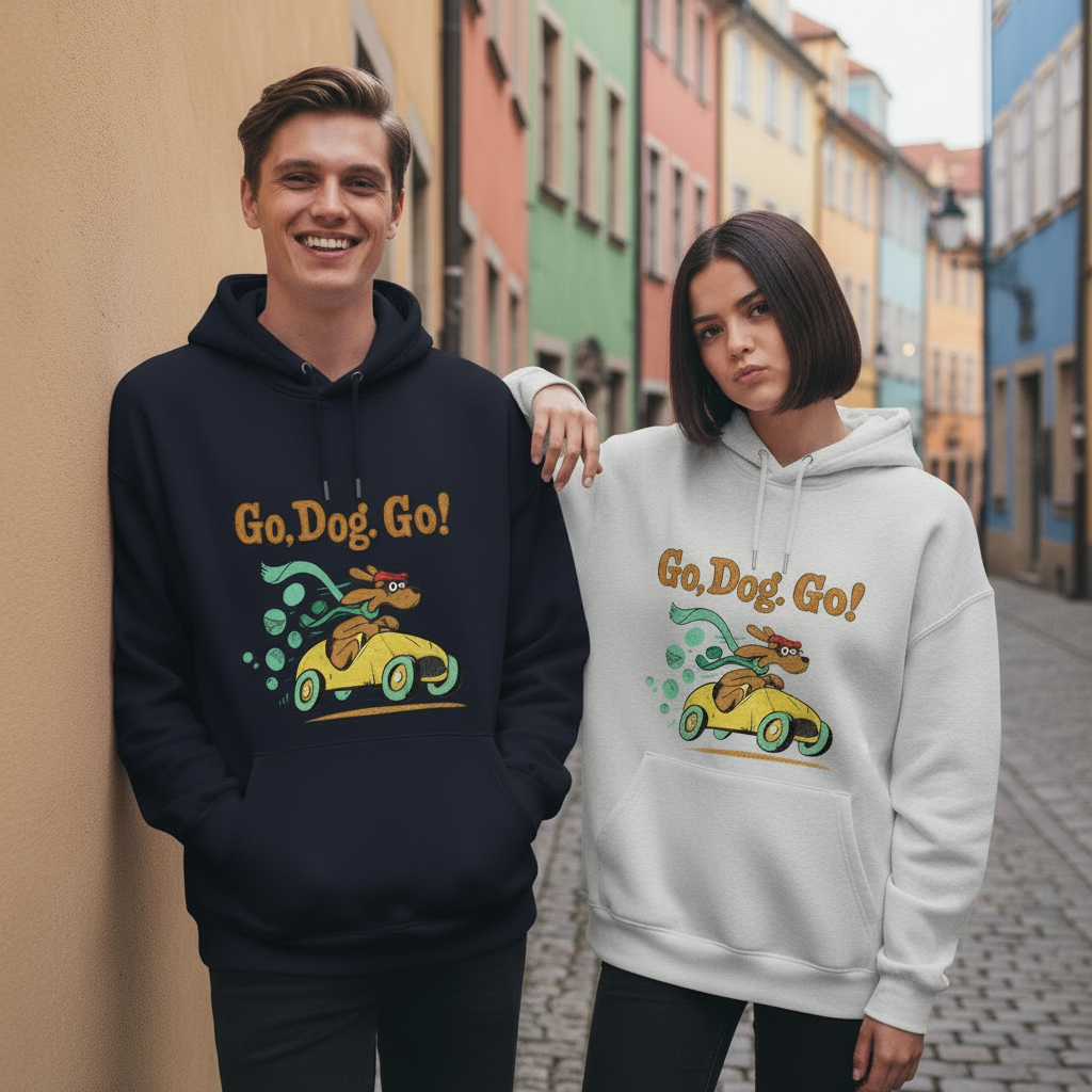 "Go Dog Go" Racing Dachshund Retro Funny Hoodie H1128