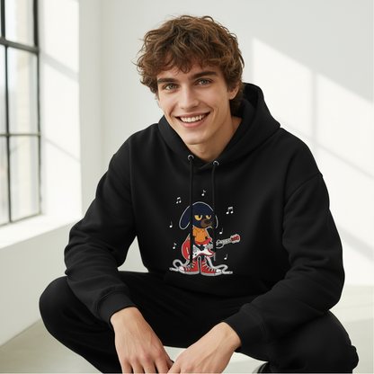 Rock Dog Guitar Player Cool Cartoon Graphic Hoodie H1143