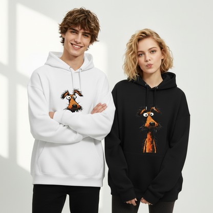 Crazy Stare Funny Scruffy Dog Minimalist Graphic Hoodie H1140