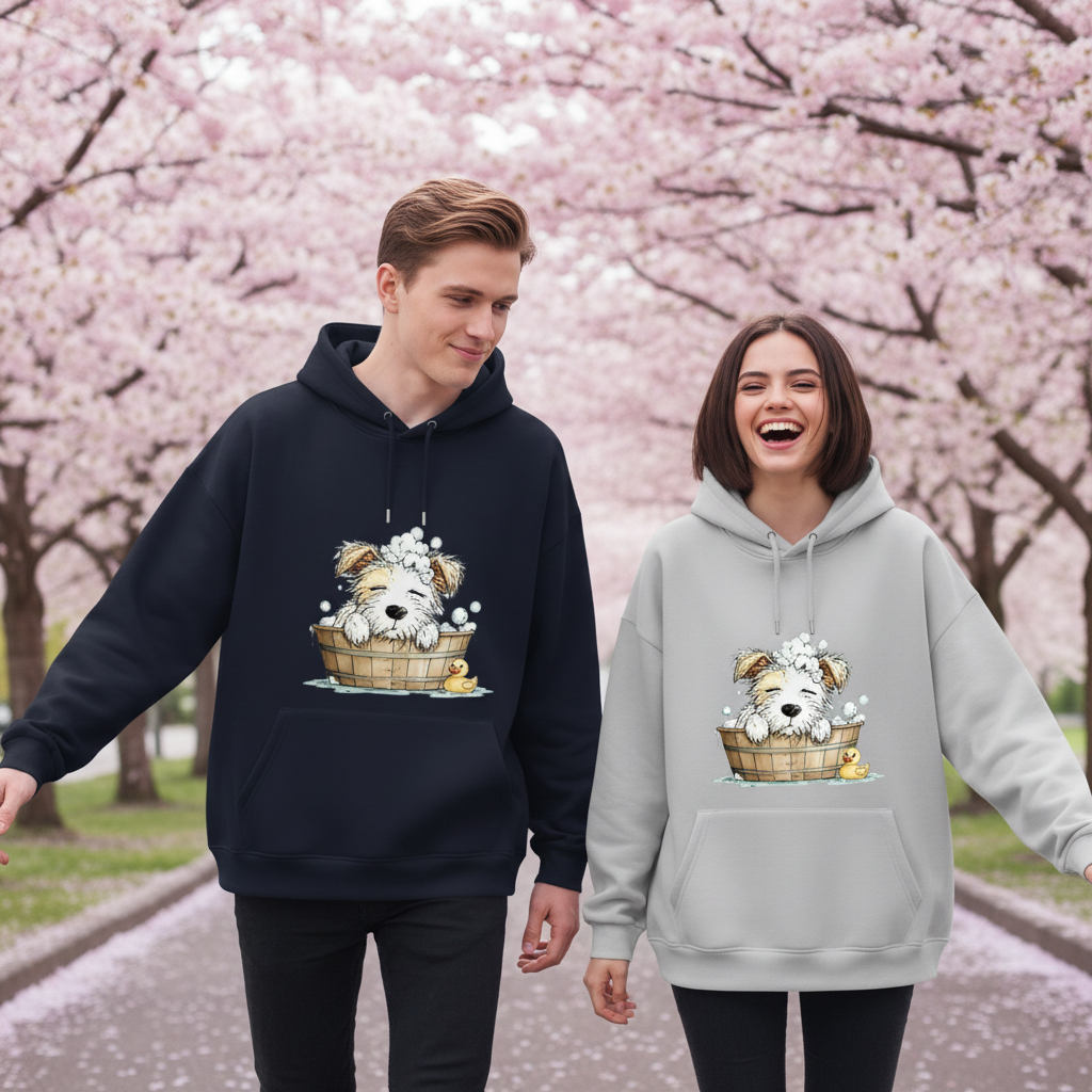 Bubble Bath Puppy Cute Watercolor Graphic Hoodie H1130