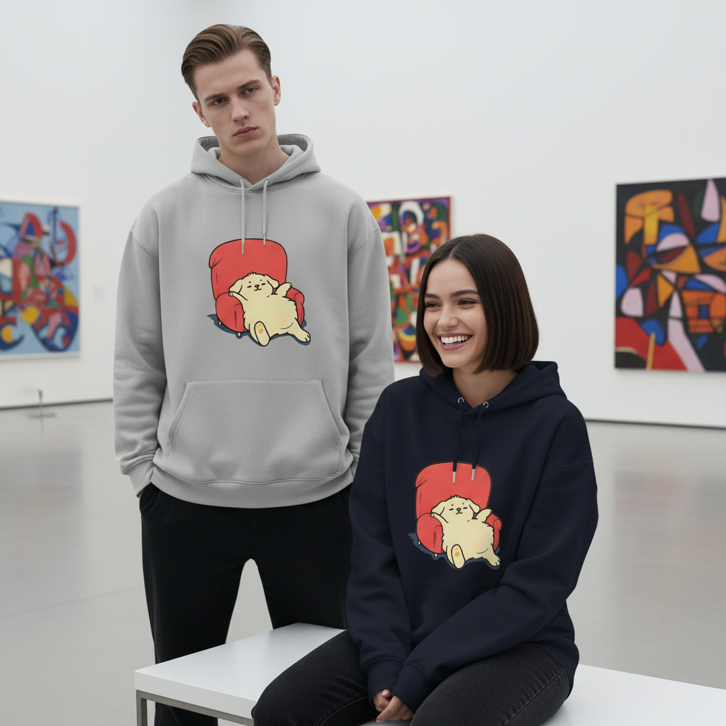Lazy Dog on Sofa Cute Funny Graphic Hoodie H1118