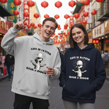 "Life Is Better With a Dog" Retro Dachshund Hoodie H1120