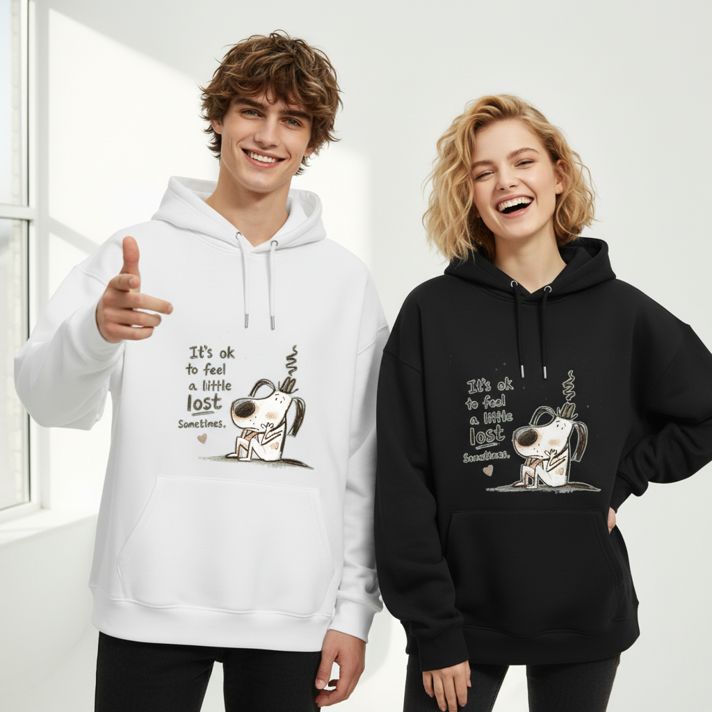 It's Ok To Feel Lost Cute Dog Graphic Hoodie H1148
