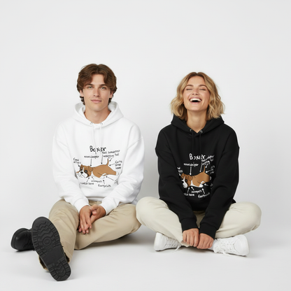 Funny Boxer Dog Anatomy Diagram Graphic Hoodie H1141