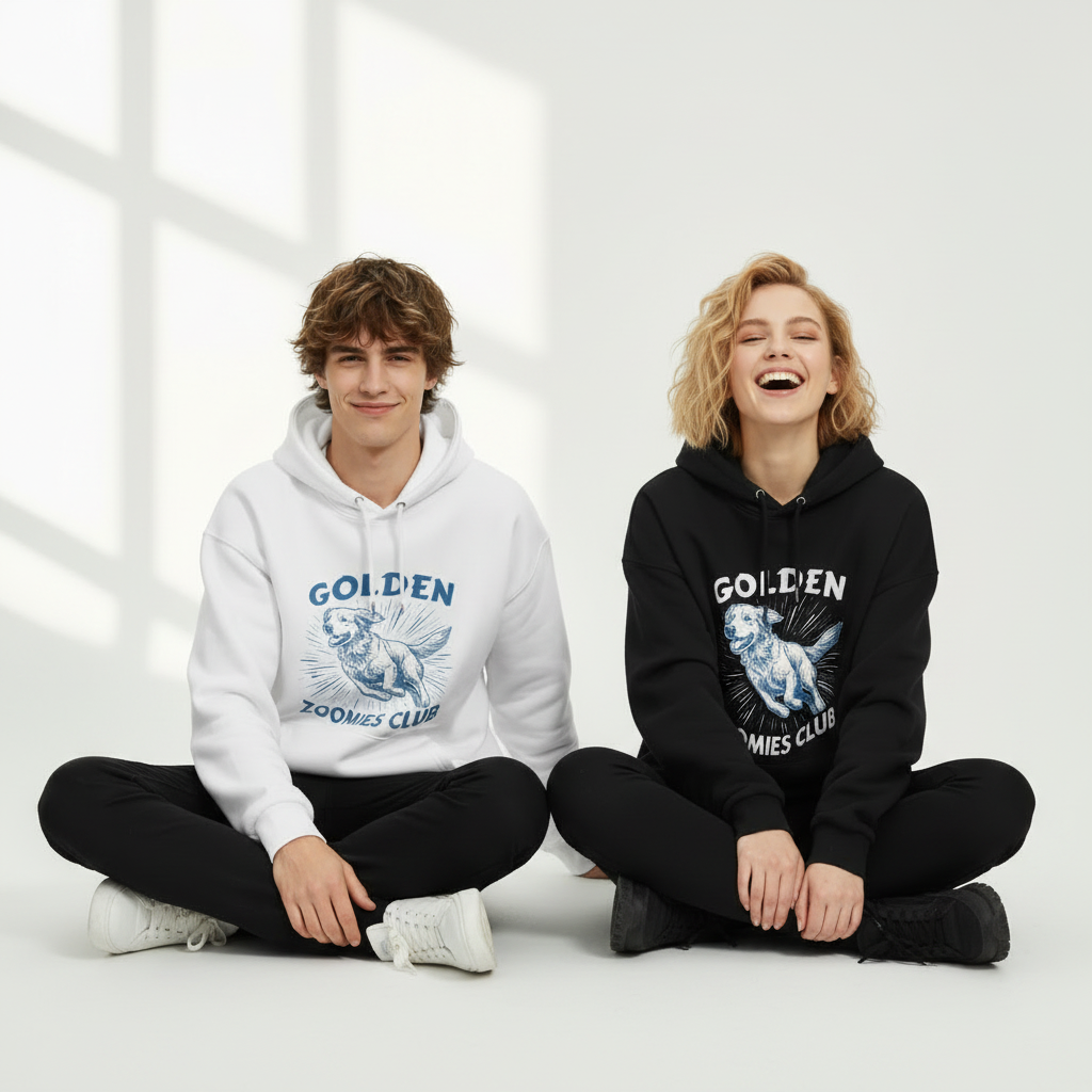 Golden Zoomies Club Retro Golden Retriever Graphic Hoodie H1139