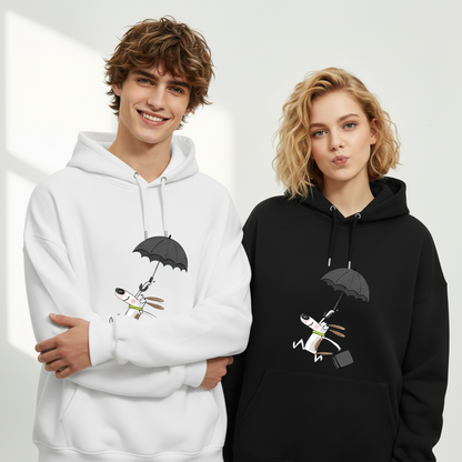 Flying Umbrella Dog Cute Minimalist Graphic Hoodie H1146
