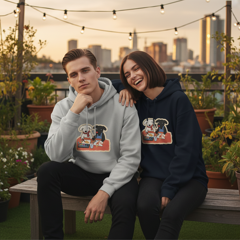 Painting Dogs Cute Duo Funny Graphic Hoodie H1117
