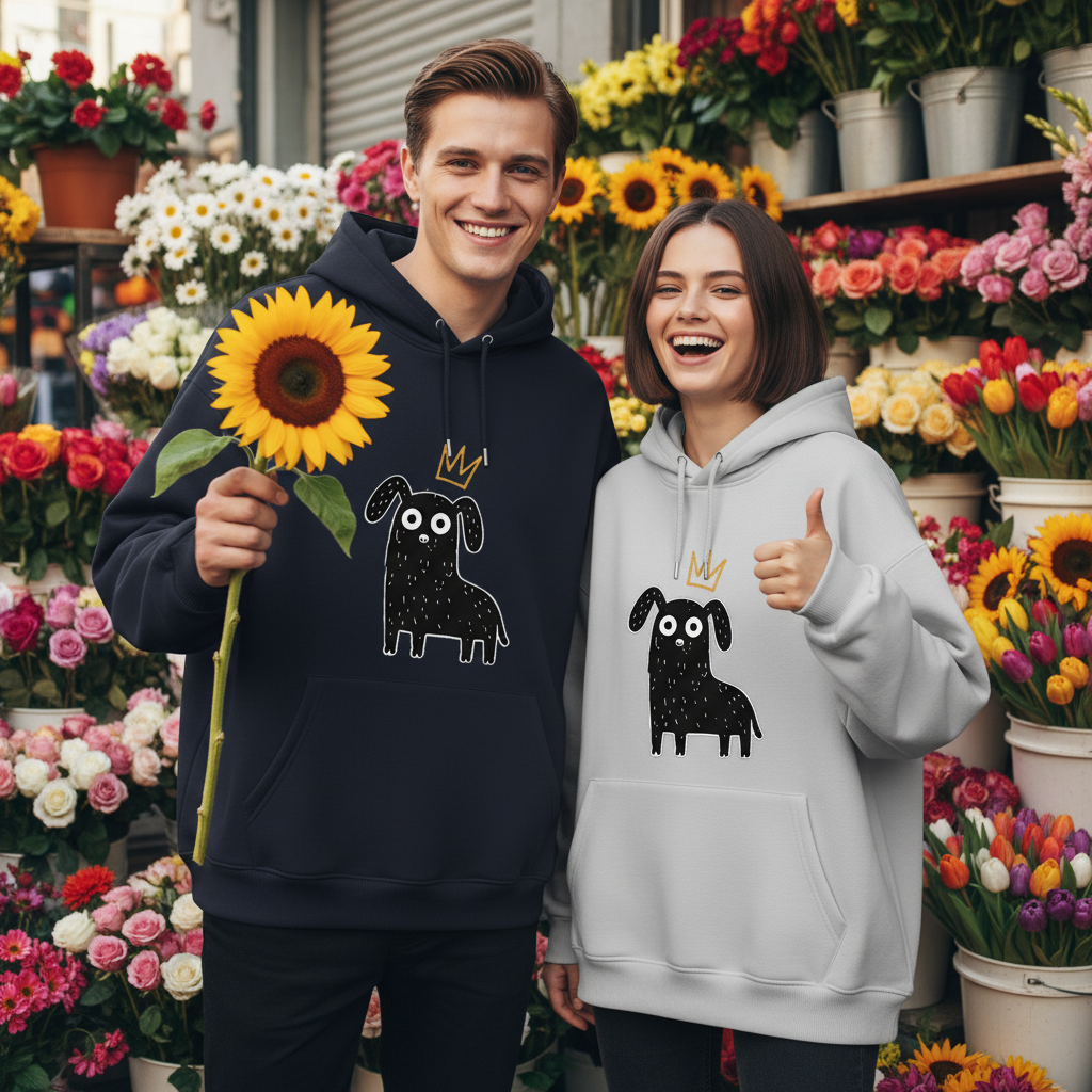 Crown Dog Minimalist Doodle Graphic Hoodie H1122