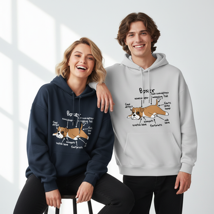 Funny Boxer Dog Anatomy Diagram Graphic Hoodie H1141