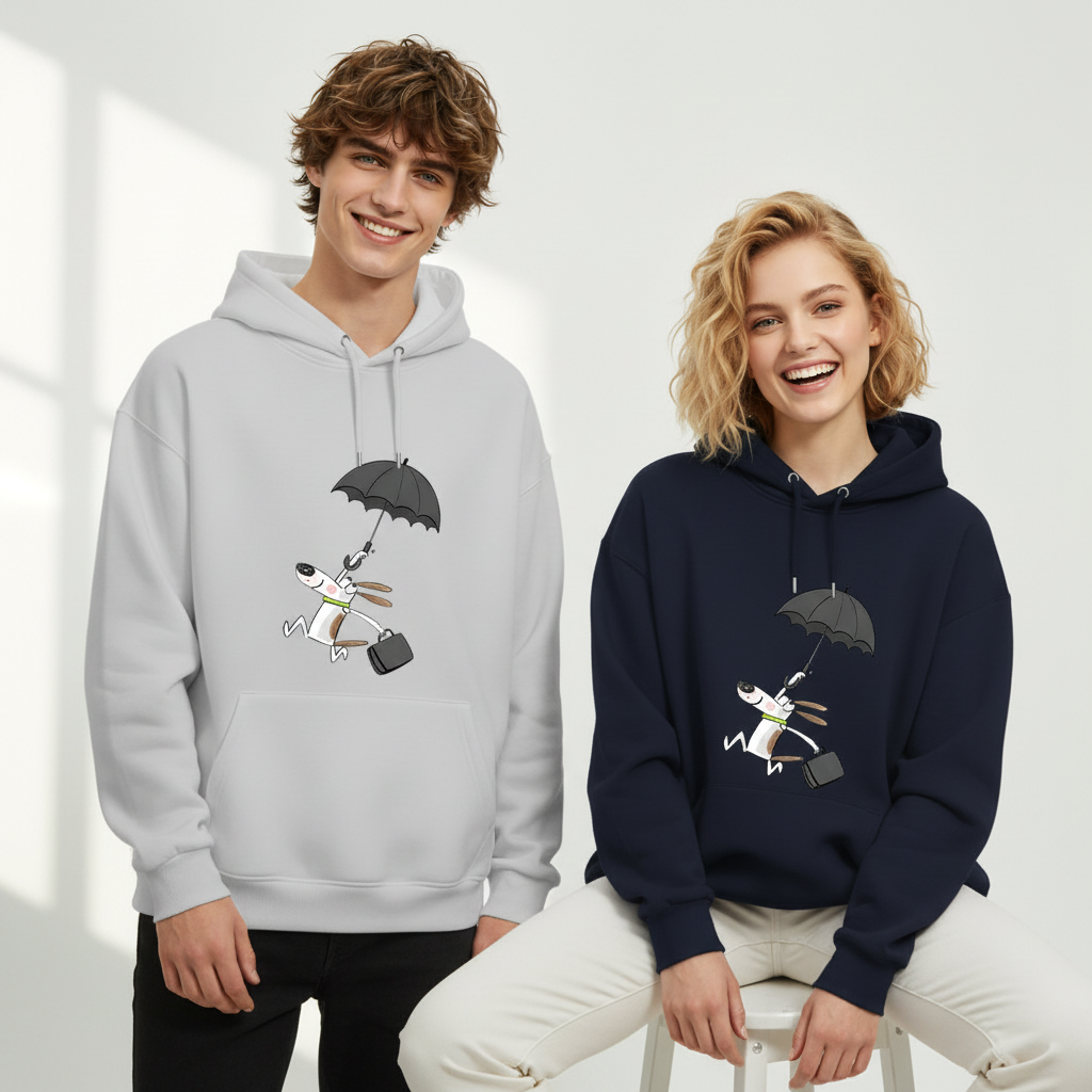 Flying Umbrella Dog Cute Minimalist Graphic Hoodie H1146